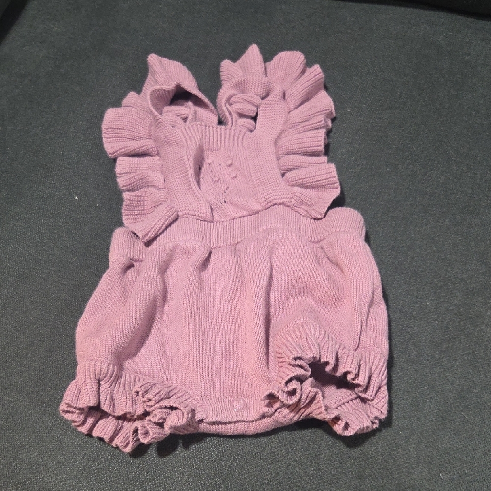 Adorable Pink Ruffled Knit Baby Romper